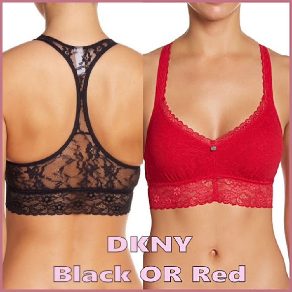 SET BOTH New DKNY Red AND Black Bralette Racerback M